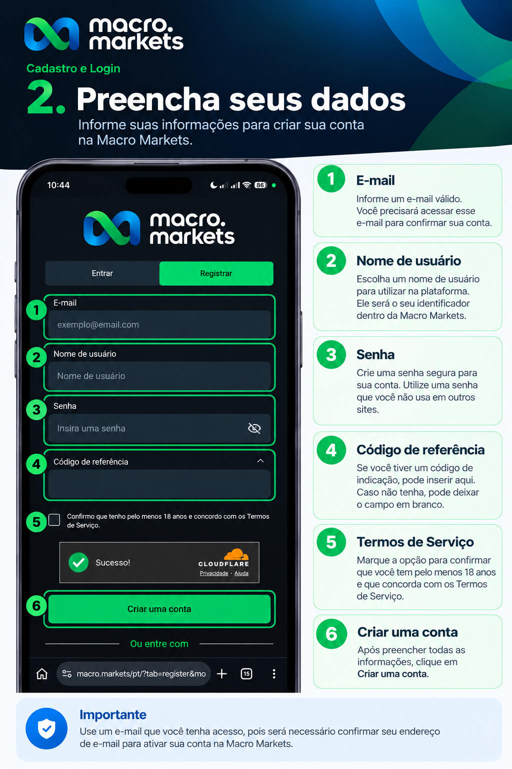 Infográfico do passo 2: preenchimento dos dados de cadastro